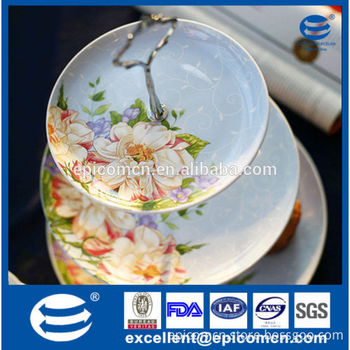 household ceramic round 3 tiers porcelain cake stand with floral design